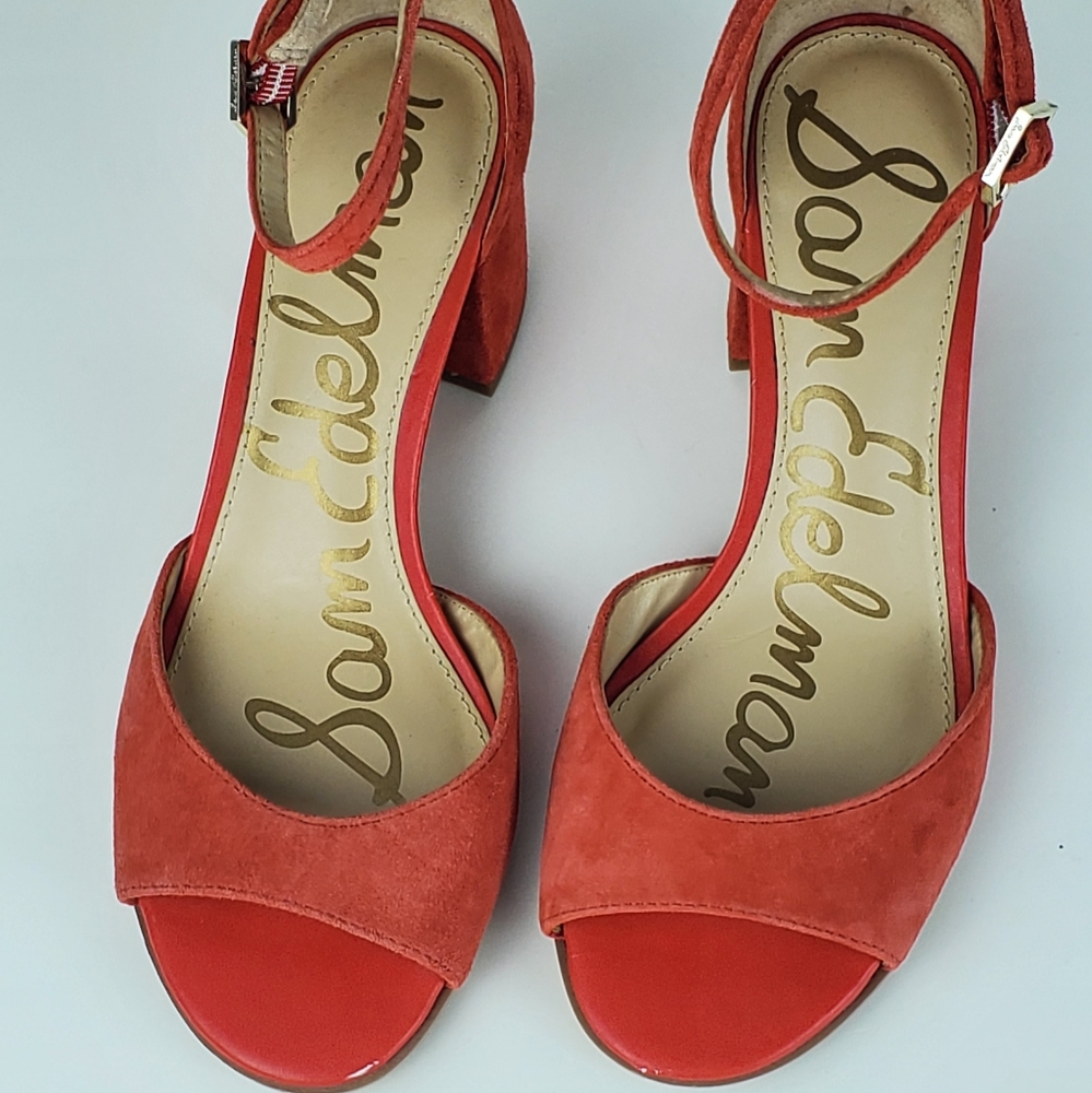 Sam Edelman Coral Leather Block Heel Sandals. - Picture 5 of 15